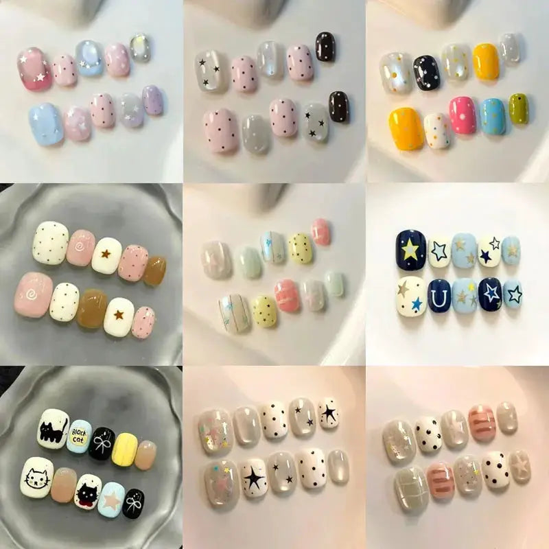 Press On Nails | Short Oval Design | ABS Material | 10 Piece Set Size M