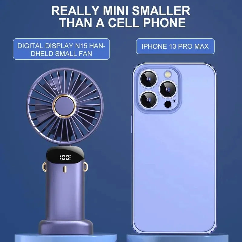 Portable Handheld Mini Fan | 5 Speed | USB Rechargeable | Phone Stand N15