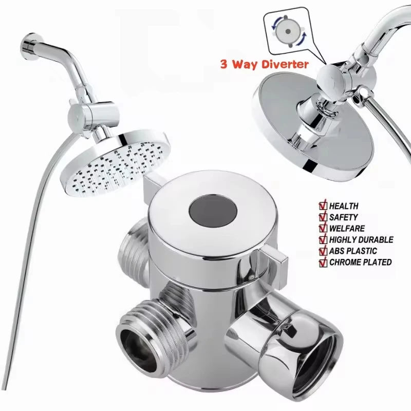 Shower Head Diverter Valve | Brass Construction | G1/2 Inch Connector | 3 Mode