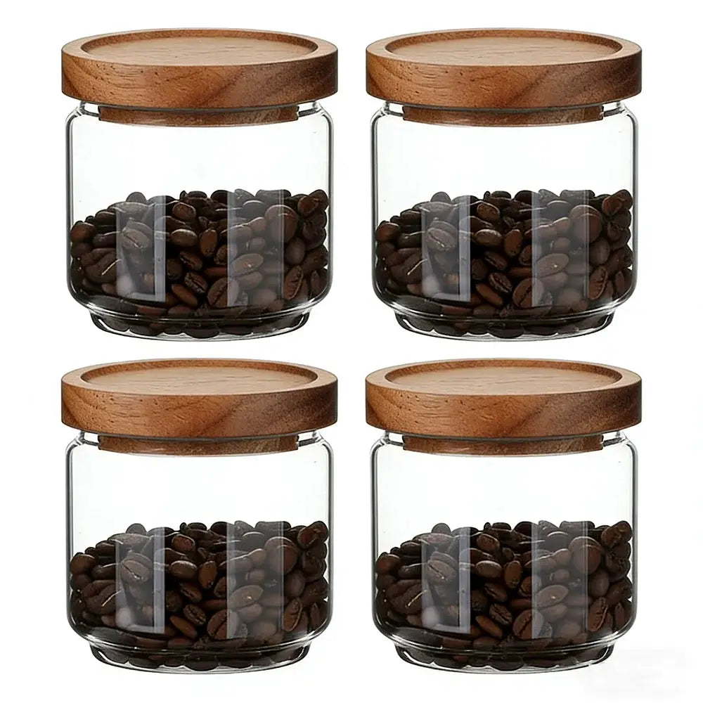 4/6/8 Pack Glass Containers Canister Set,15.2 oz Food Storage Spice Jars with Airtight Lids,Clear Kitchen Containers for Coffee from PriceLows™