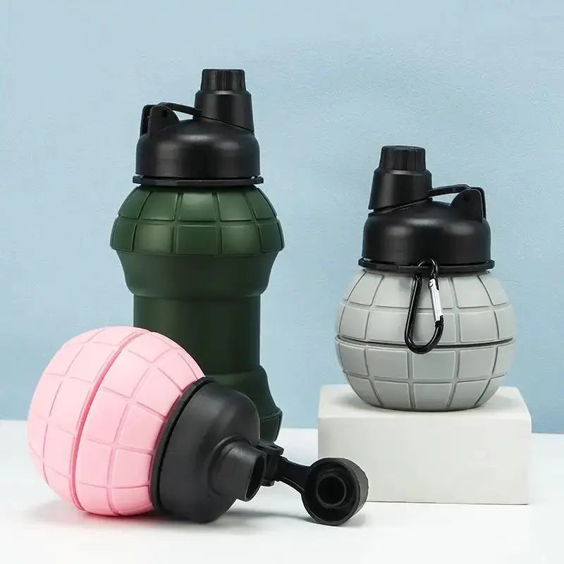 New 1Pcs 500ml Cup Portable Kettle Grenade-Shaped Silicone Collapsible Water Cup For Sports Outdoor Hiking Travel from PriceLows™