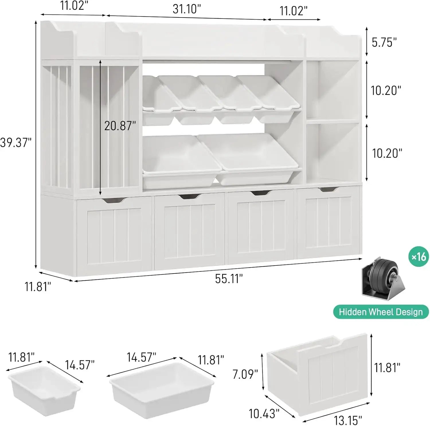 Kids Toy Organizer with 3 Movable Drawers, Multi-Functional Storage Cabinet Bookcase with 6 Toy Bins for Room, White from PriceLows™