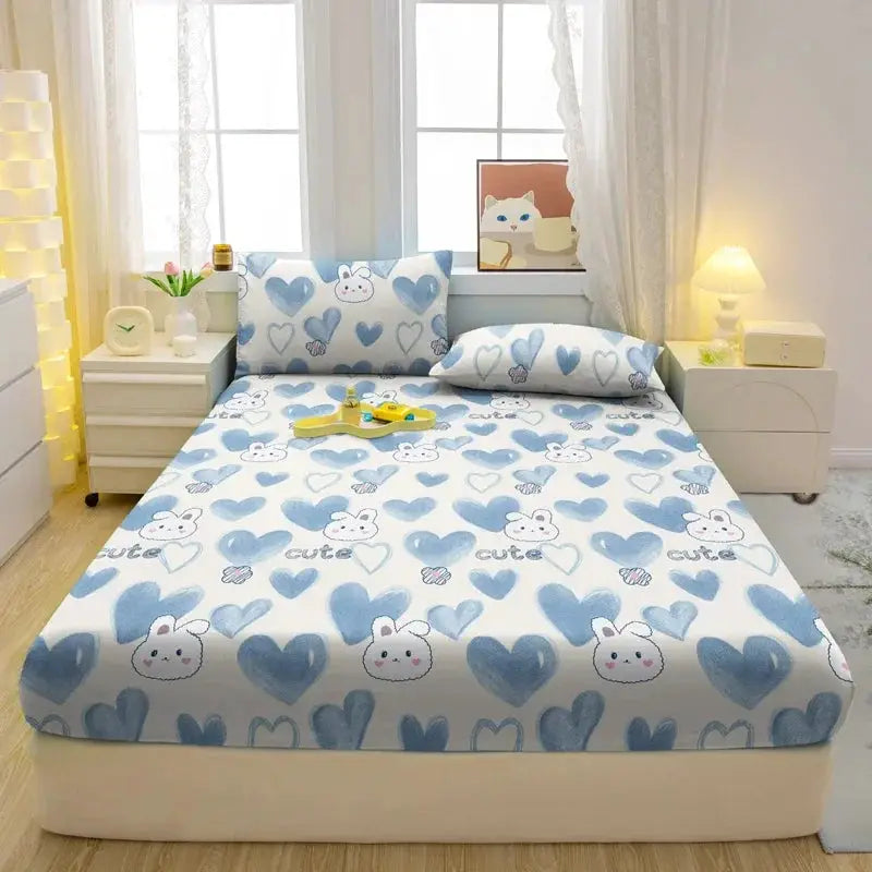 1 Cartoon Fun Animal Printed Matte Fitted Sheet, Bedroom Printed Bed Cover, Bedding (Excluding Pillowcases) from PriceLows™