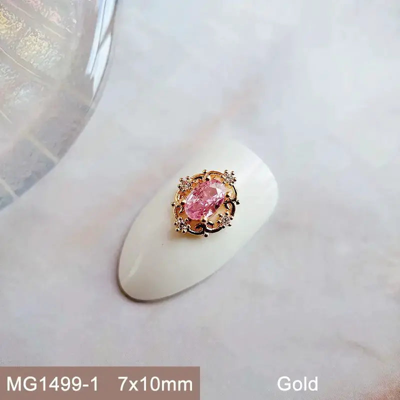 10pcs Pink Black Blue Oval Drop Round Zircon Bright Silver Nails Jewelry Decorations Nail Art Accessories Charms Parts Supplies from PriceLows™