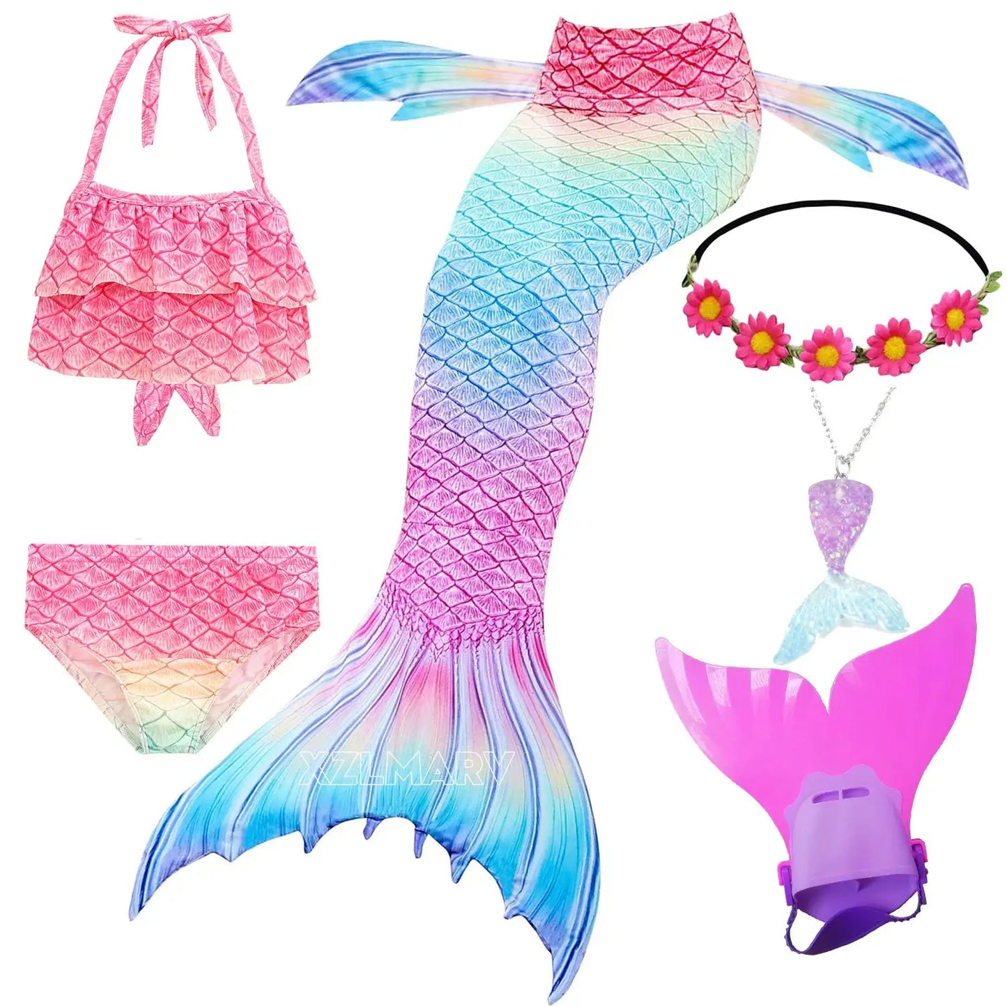 Mermaid Costume for Girl Mermaid Tail for Swimming Can Add Monofin Fin Girls Ariel Mermaid Costumes Cosplay Birthday Gift from PriceLows™