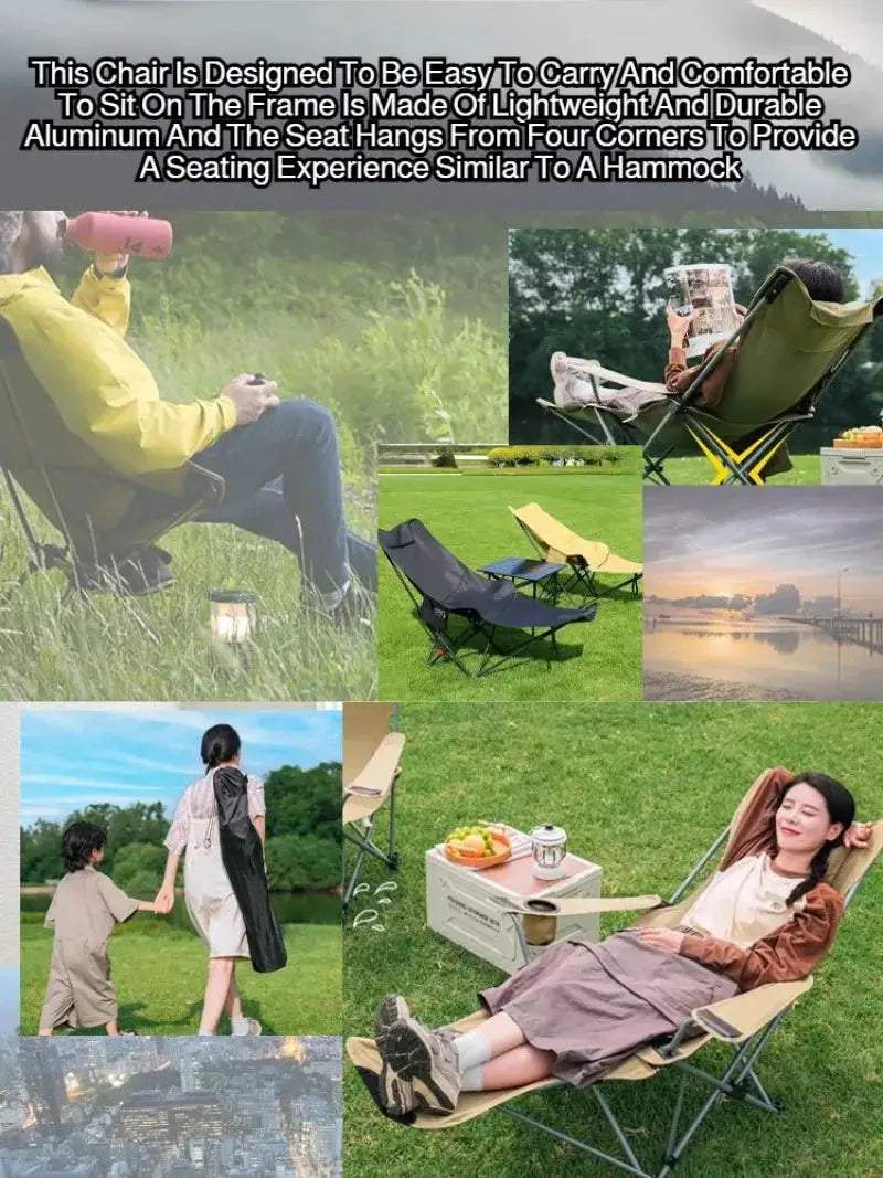 Outdoor Portable Beach Chair with Footrest - Foldable, Lightweight, Comfortable for The Beach/camping, Durable Fabric from PriceLows™