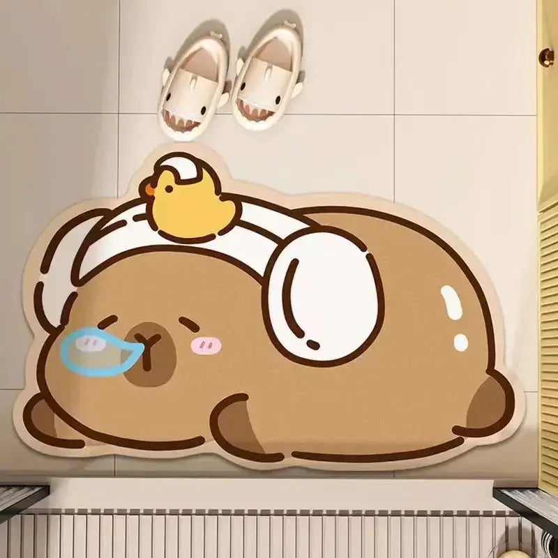VIKAMA Cute Capybara Bath Mat Absorbs Water Dries Quickly Non-Slip Wear-Resistant Decorative Bathroom Entryway Rug from PriceLows™