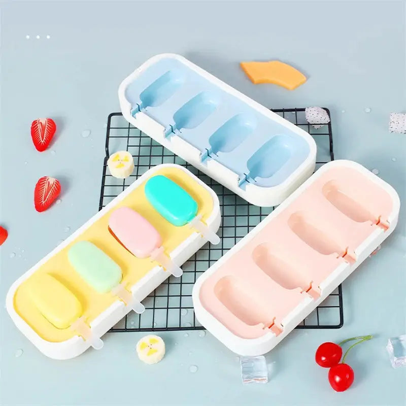 Cartoon Animals Silicone Ice Cream Mold Easy Popsicle Molds with Lid and sticks DIY Homemade Ice Lolly Ice Cream Bar Pop Molds from PriceLows™
