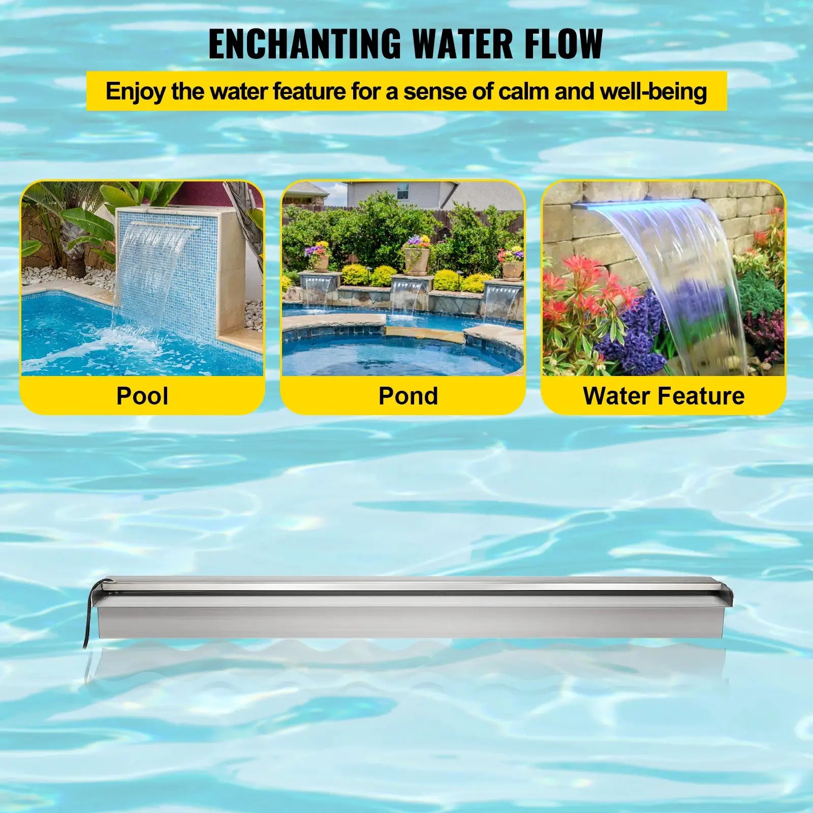 SucceBuy Pool Fountain Waterfall With Light Water Pipe Acrylic Fountain Pond Garden Swimming Feature Decorative Fountain from PriceLows™
