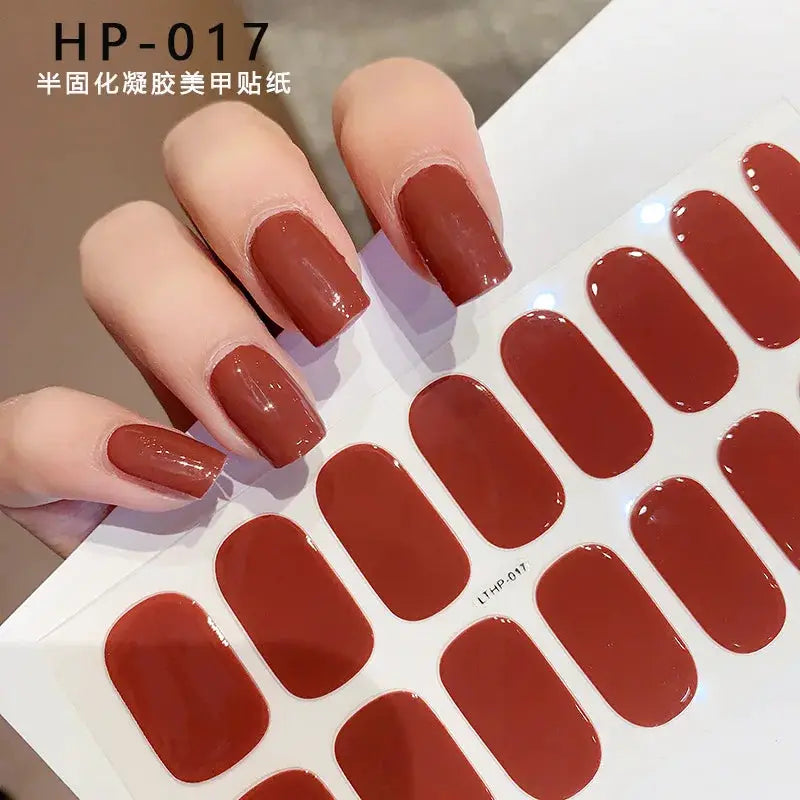 Semi Cured Wraps Fast Gel Nail Sticker Soild Nail Gel Wraps Adhesive Full Cover Gel Nail Decal UV Lamp Cured Manicure Decoration from PriceLows™