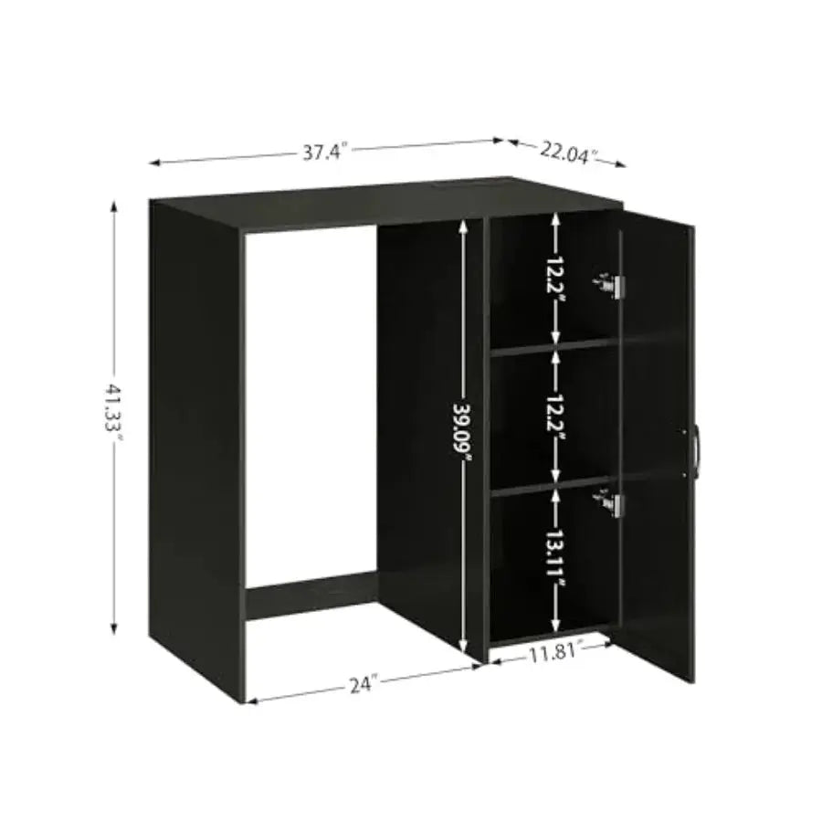 Mini Fridge Cabinet with Storage Coffee Bar Cabinet with Power Outlet Fits 24 Wine Fridge 3-Tier Organizer Refrigerator from PriceLows™