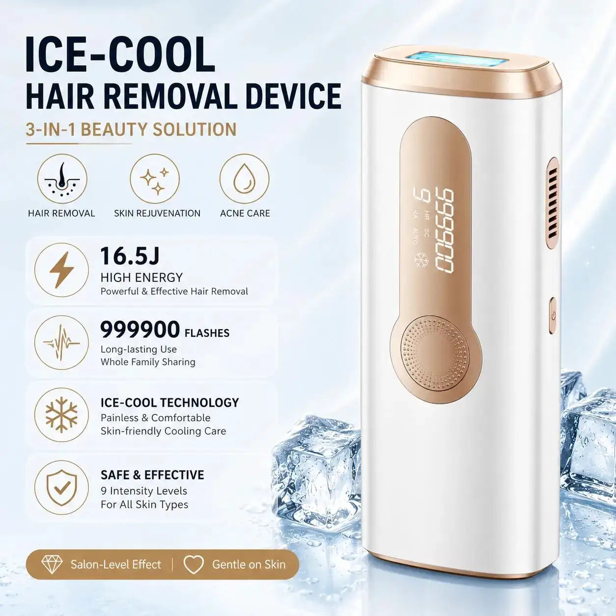 Ipl Hair Removal Device | 999k Flashes Ice Cooling | Women Home Epilator