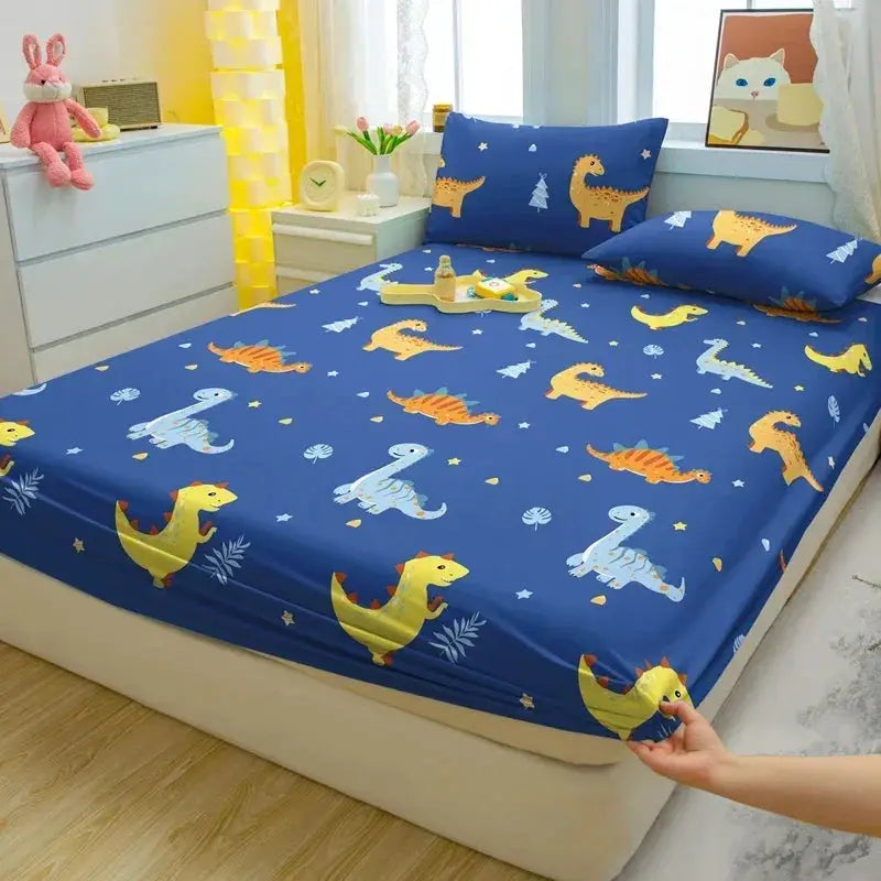 1 Cartoon Fun Animal Printed Matte Fitted Sheet, Bedroom Printed Bed Cover, Bedding (Excluding Pillowcases) from PriceLows™