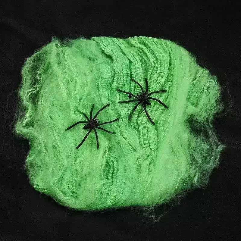 Artificial Spider Web | Stretchy Polyester | Includes Spider | Party Decor