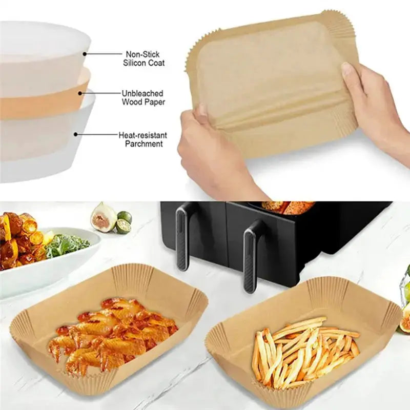 Air Fryer Paper Liners | Rectangular Bakeware | Ninja Compatible | 26 x 17.5 cm