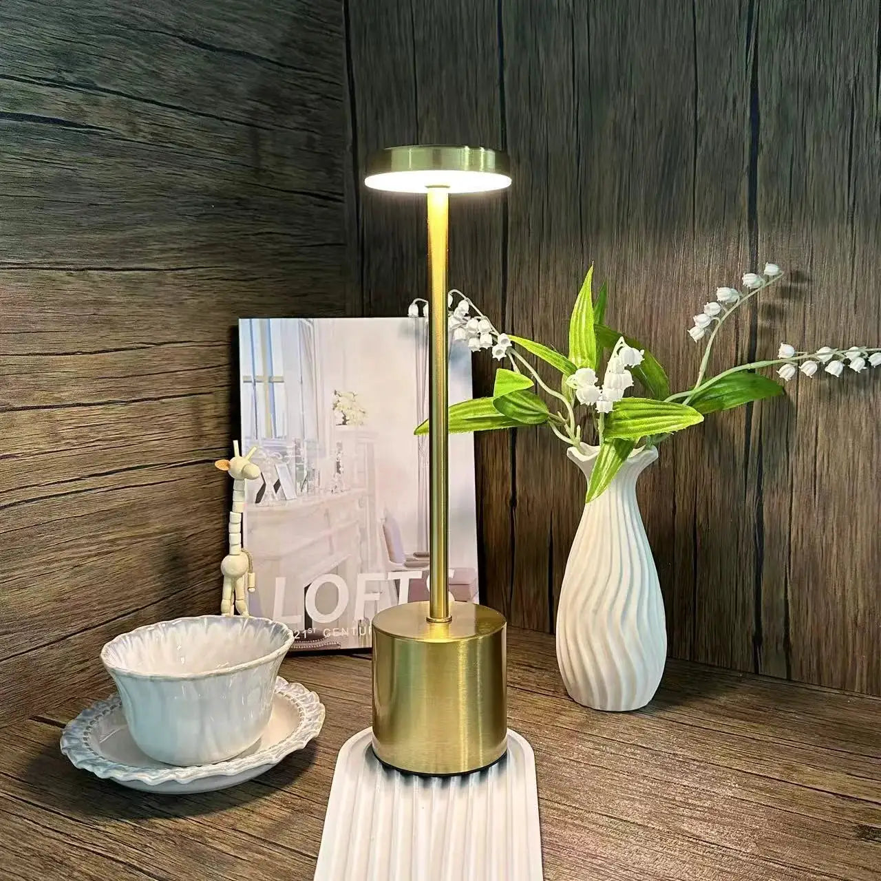 Classic Table Lamp USB Rechargeable Night Light Stepless Dimming Touch Desk Lamp 3 Colors Bedside Lamp Bar Hotel Decoration from PriceLows™