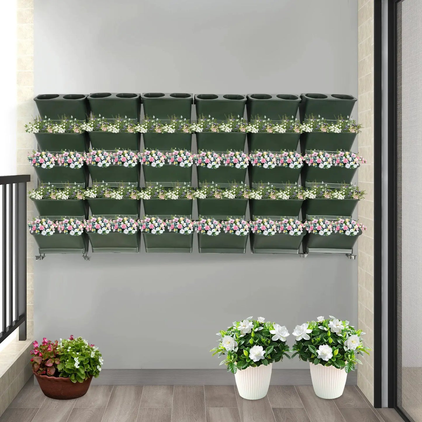 30 Pieces Indoor/Outdoor Planter with Drainage Holes, Wall-Mounted Flower Pot Holder, Wall-Mounted Vertical Planter from PriceLows™