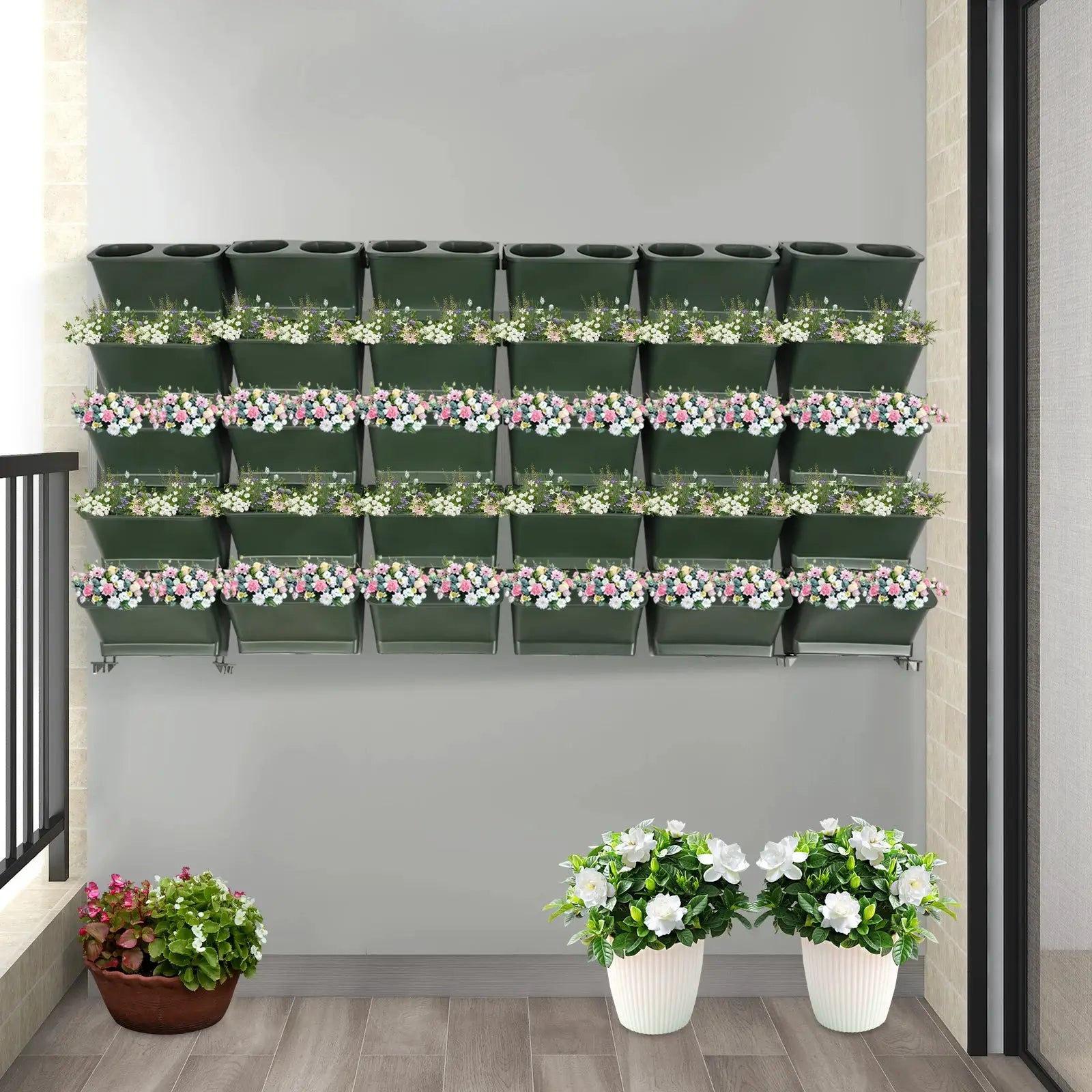 30 Pieces Indoor/Outdoor Planter with Drainage Holes, Wall-Mounted Flower Pot Holder, Wall-Mounted Vertical Planter from PriceLows™
