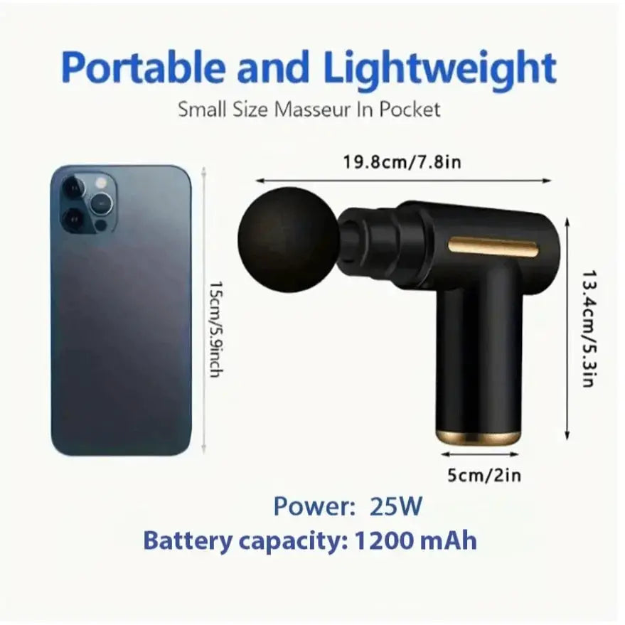 1pc Powerful Cordless Massage Gun with LED Display - Deep Tissue Muscle Relaxer, 4 Interchangeable Heads,1200mAh Lithium Battery from PriceLows™