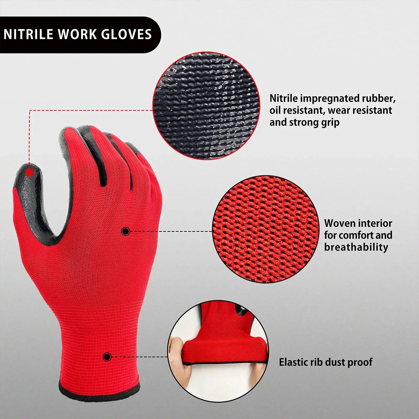 General Multi Use Safety Work Gloves Oil & Wear Resistant Labour Work Protection Gloves for Construction Warehouse Wear MIAO-US from PriceLows™