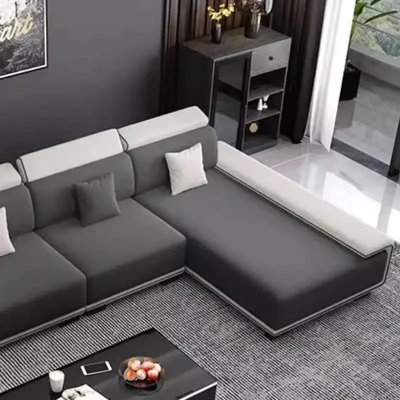 Sectional Sofa | Oversized Cushions | Gray | Curved