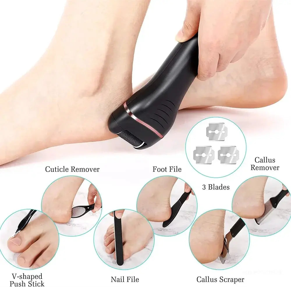 Electric Callus Remover Professional Foot File Grinder Pedicure Machine Rechargeable Heel Cracked Dead Skin Scrubber 3 Heads from PriceLows™