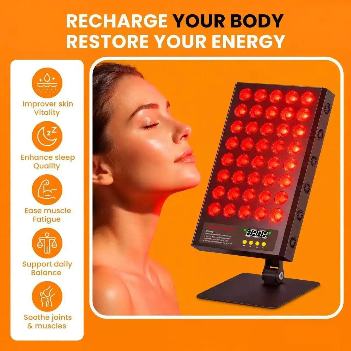 Led Red Light Therapy Panel | 200W | 850Nm 660Nm | Dual Chip