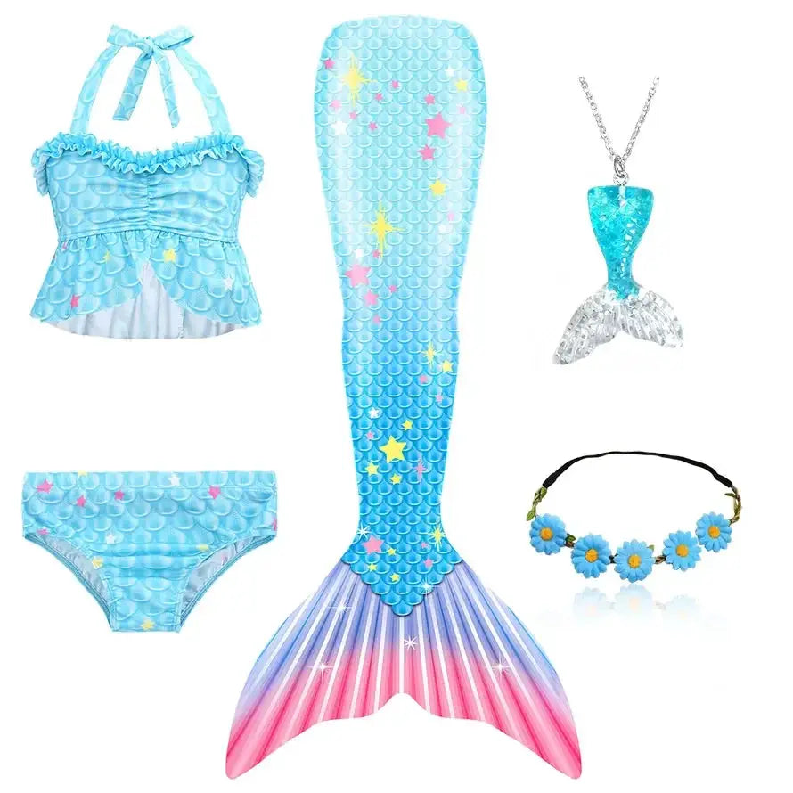 New The Little Mermaid Tails Ariel Memaid Swimsuit Bikini Bathing Suit Halloween Costume Girls Can Add Monofin for Pool Swim from PriceLows™
