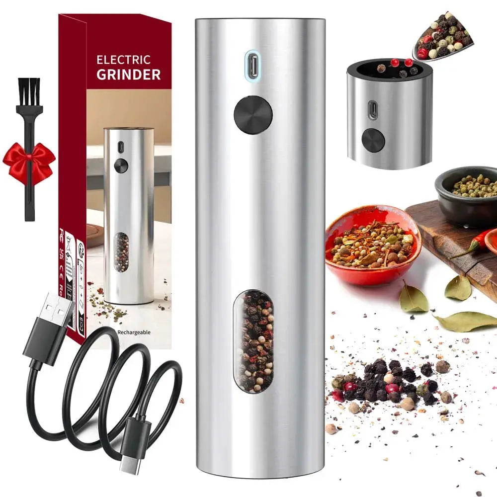 Salt And Pepper Grinder Set | USB Rechargeable | Stainless Steel | 110ml