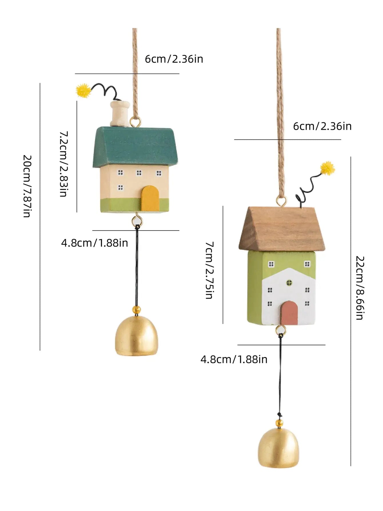 Cute Little House Wind Chimes Creative Doorknob Bell Hanging Decoration Bedroom Window Garden Outdoor Shop Decor Birthday Gift from PriceLows™