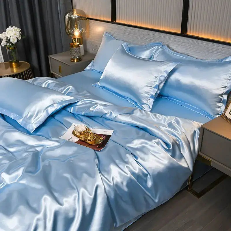 Satin Bedding Set | 100Gsm Silky Finish | Duvet Cover Set | Queen King Size