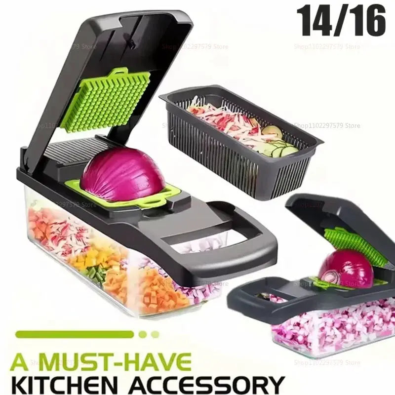 Vegetable Chopper | Stainless Steel Blades | 3 In 1 Grater Slicer | Portable