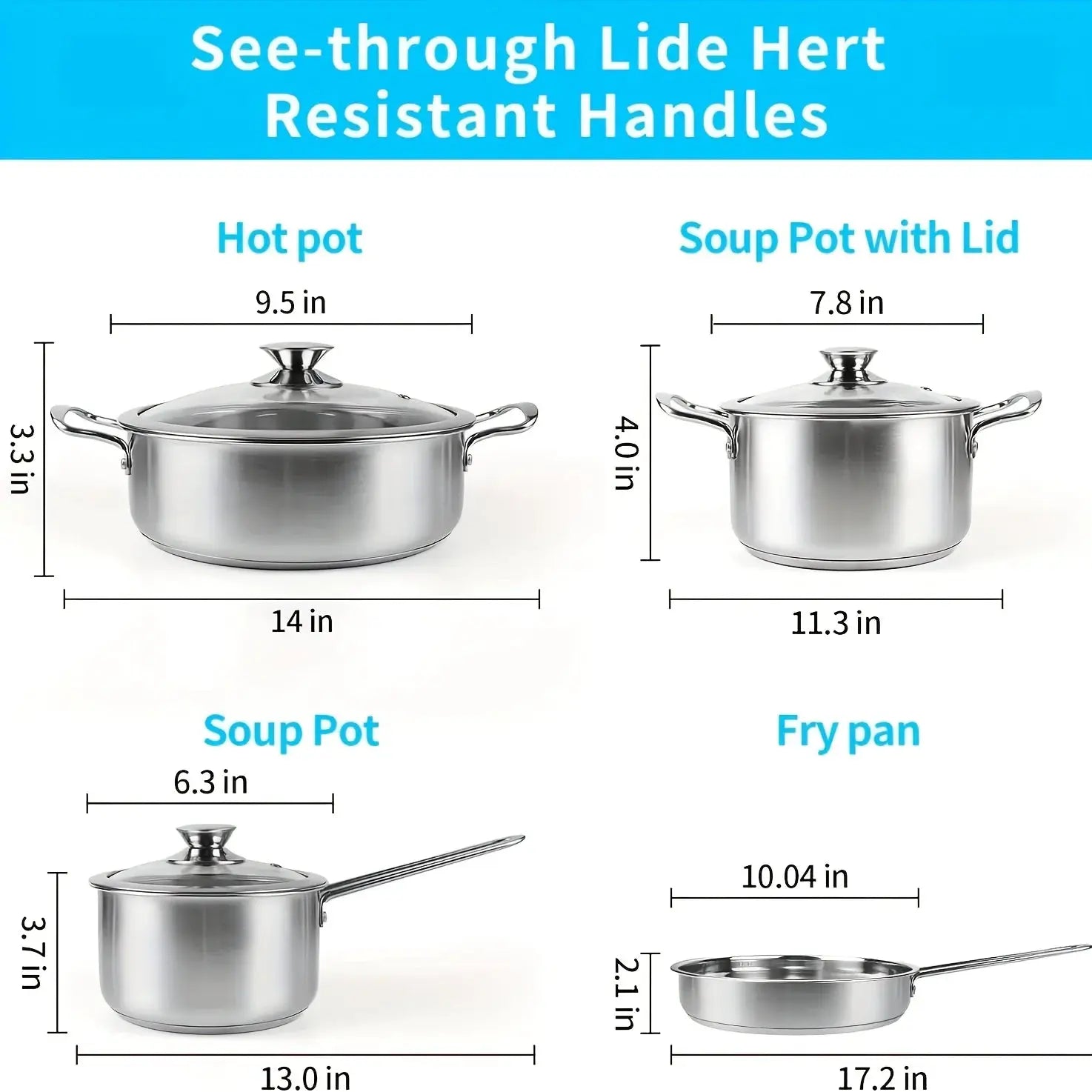 7pcs Stainless Steel Pots And Pans Set, Nonstick Induction Kitchen Cookware Set, Works with Induction/Electric And Gas Cooktops, Nonstick, Oven Safe, Camping Cookware from PriceLows™
