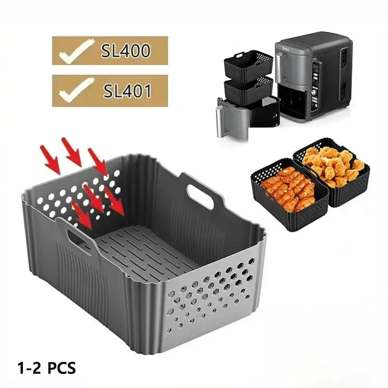 Air Fryer Silicone Liner | Ninja SL400 SL401 Compatible | 2 Drawer Bakeware