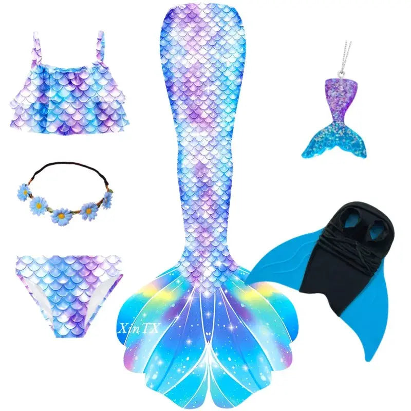 New Girls The Little Mermaid Tails Boy Memaid Swimsuit Bikini Bathing Suit Halloween Costume Girll Can add Monofin For Pool from PriceLows™