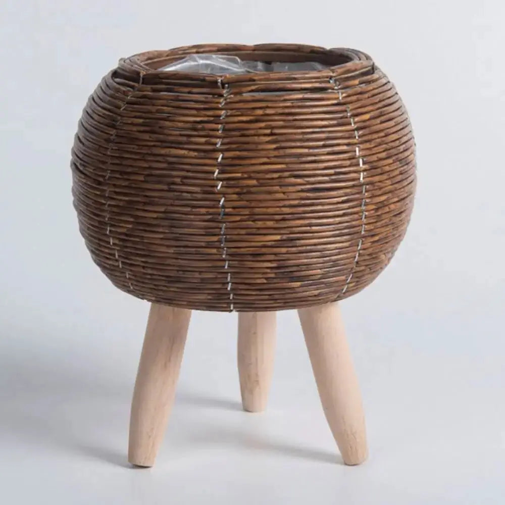 Fashion Rattan Woven Flower Pot Creative Flower Planters With Removable Legs Durable Hand Wove Plant Stand from PriceLows™