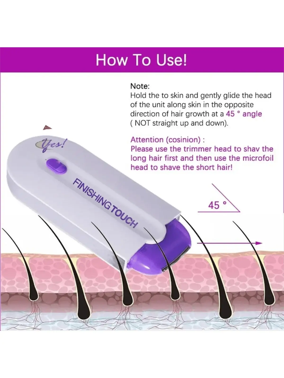 Electric Body Epilator | Rechargeable | 1 Lamp Head | Multiple Areas