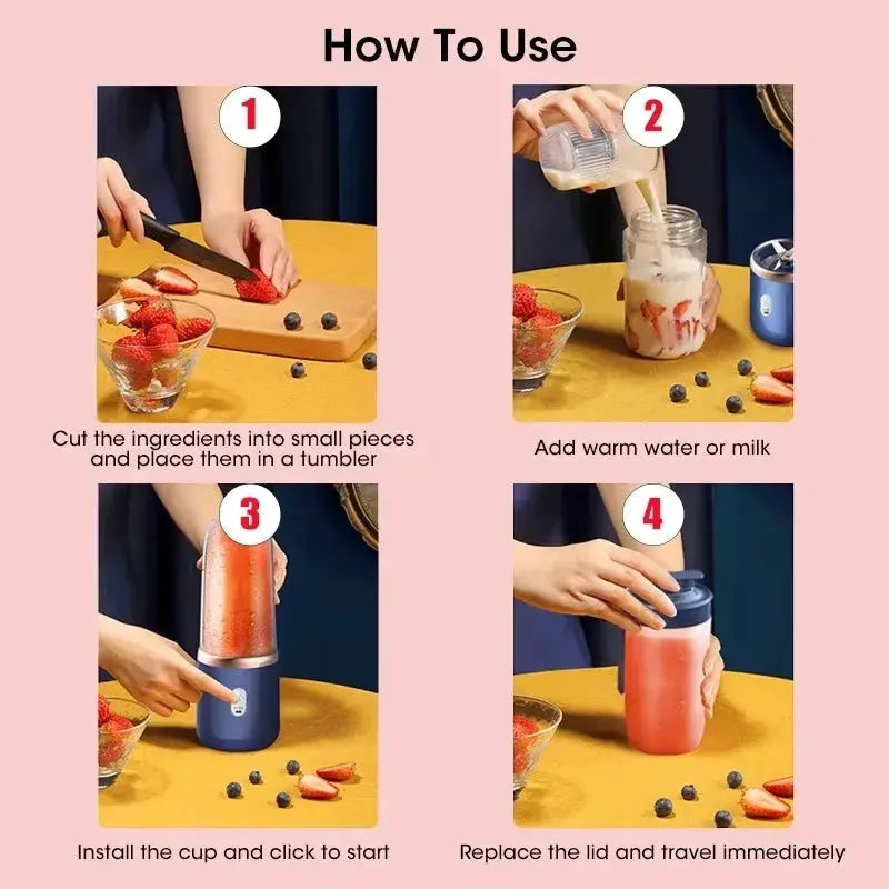 Portable Fruit Juice Blenders Summer Personal Electric Mini Bottle Home USB 6 Blades Juicer Cup Machine For Kitchen from PriceLows™