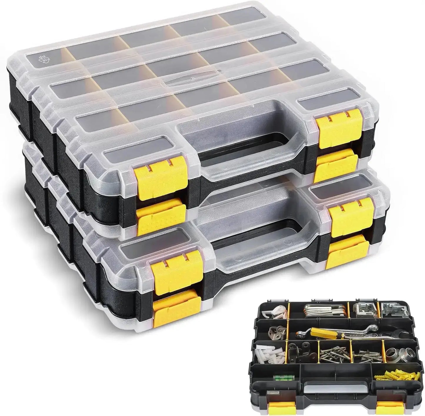 2 Pack Small Parts Organizer, 34-Compartment Double-Sided Tool Box with Removable Dividers for Hardware, Screws, Bolts, Nails & from PriceLows™