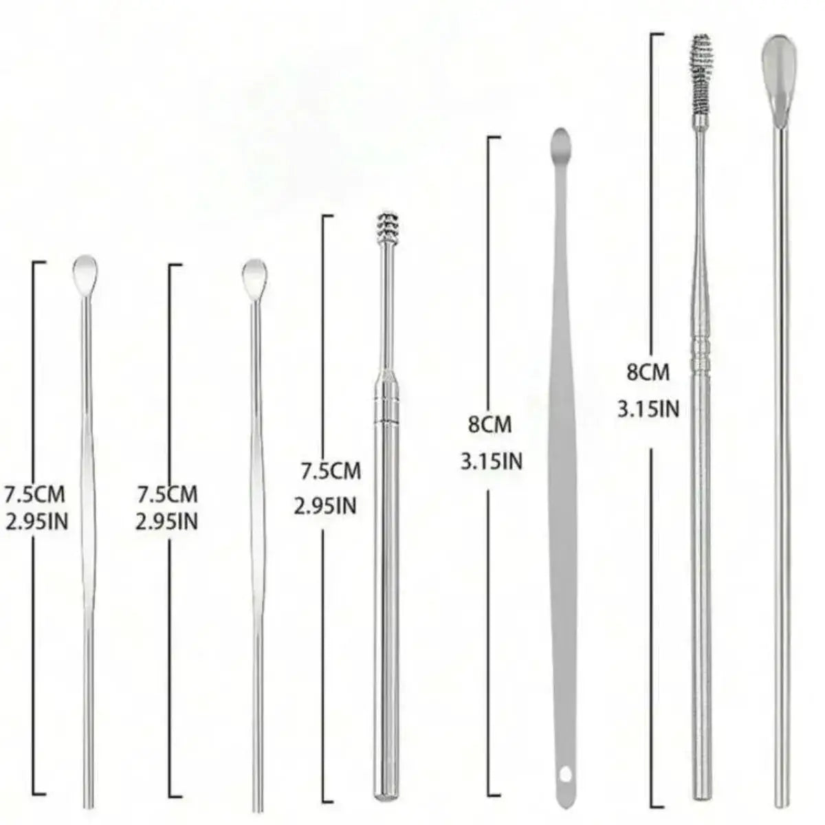 6 Counts Set Stainless Steel Spiral Ear Massage Cleaning Tool,Stainless Steel Earwax Removal Tool kit,Mini Portable Ear from PriceLows™