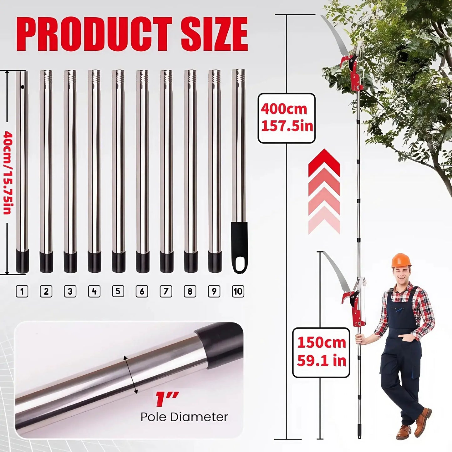 Extendable Tree Pruner Saw High-Altitude Branches Trimmer Pruning Shears Harvester Clipper for Plant Twig Vine for Plant Garden from PriceLows™
