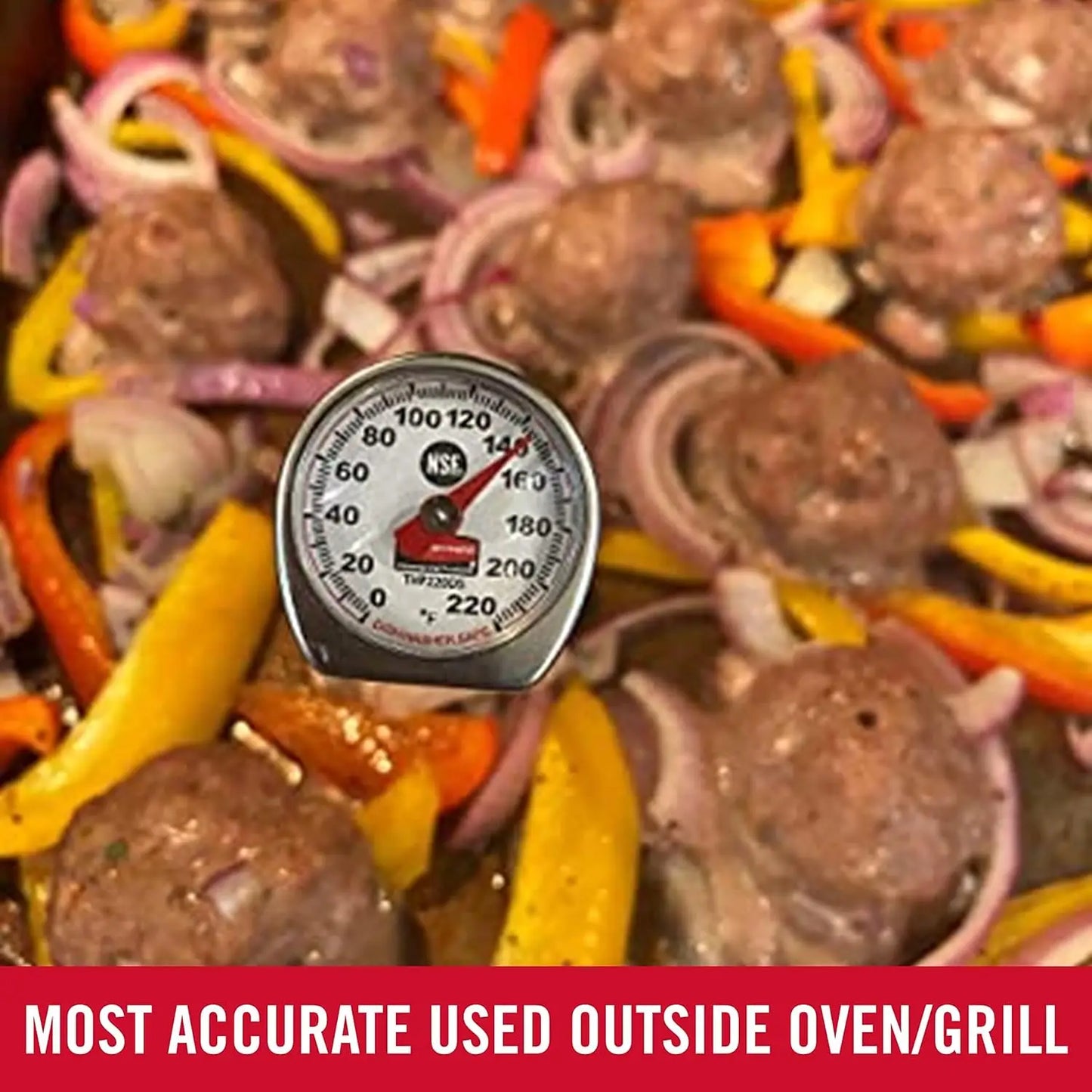 Meat Thermometer | Pocket Size | Dishwasher Safe | Red