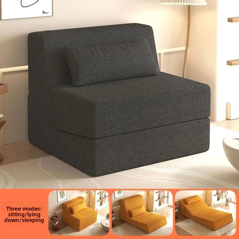 Folding Sofa Bed | Velvet Fabric | Convertible Recliner | Compact Size