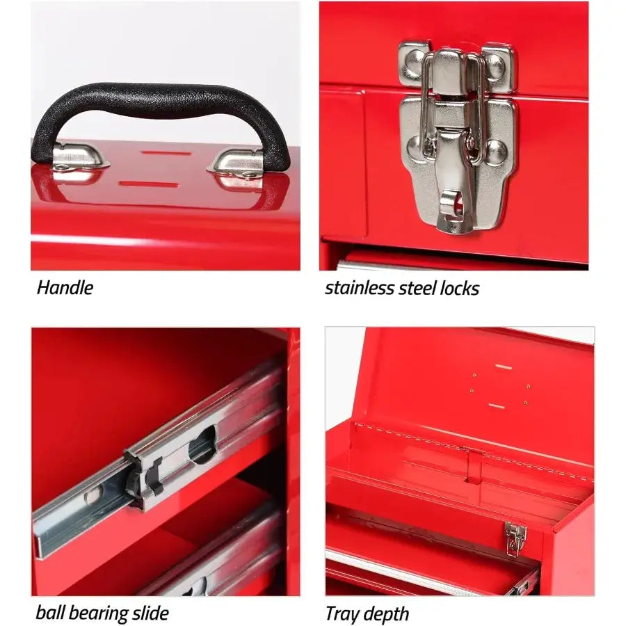 Portable Steel Tool Chest with Drawers20.6" 4-Drawer Box Storage Organizer Cabinet Metal Toolbox with Ball Bearing Slides Black from PriceLows™