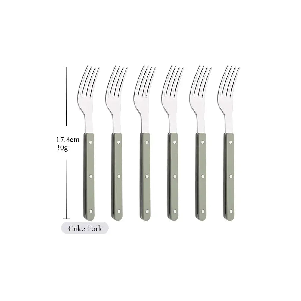 6/30Pcs Beige Silver Acrylic Handle Dinnerware Knife Fork Spoon Set Stainless Steels Cutlery Set Western Home Kitchen Flatware from PriceLows™