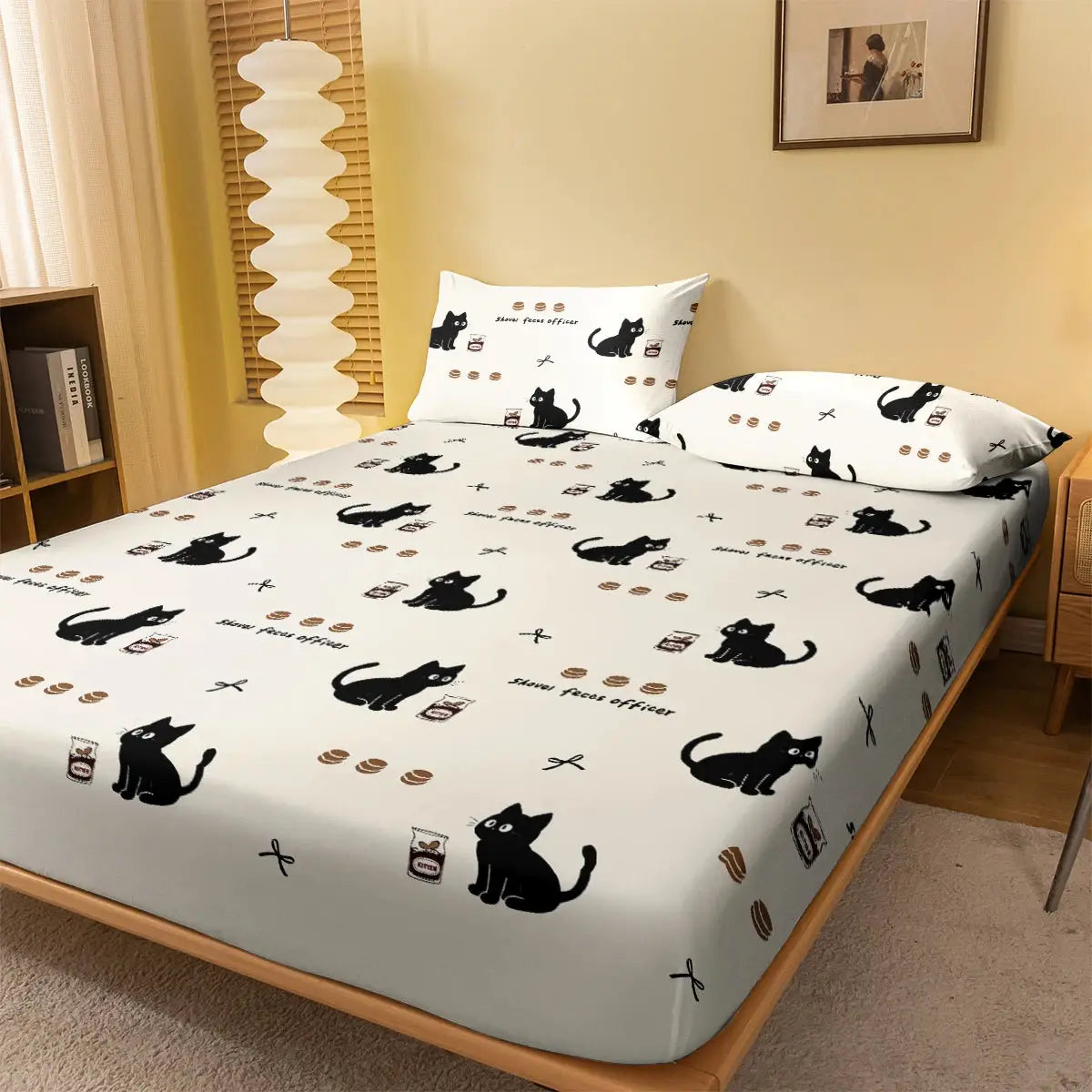 1 Cartoon Cute animal Cat printed matte Fitted Sheet, bedroom printed bed cover, bedding (excluding pillowcases) from PriceLows™