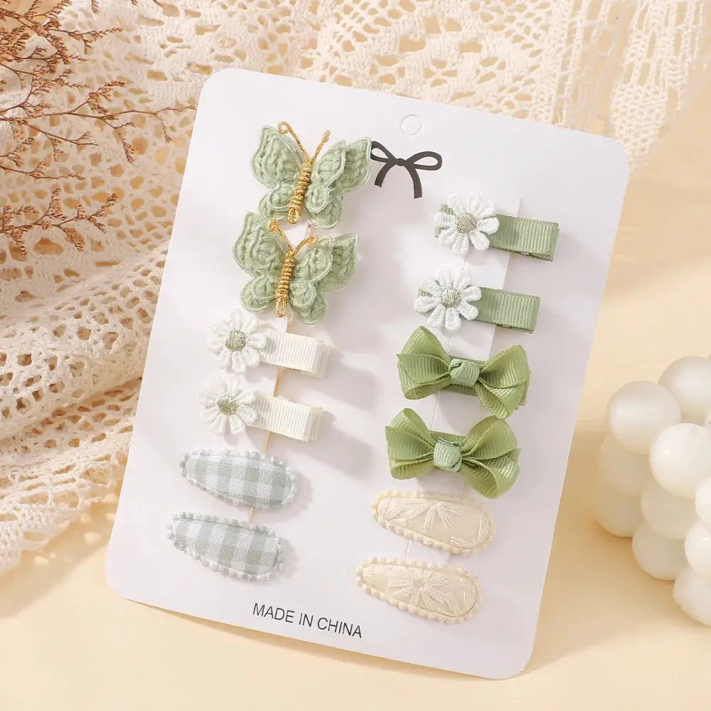 Rainbow Hair Bows | 16Pcs Colorful Set | Boutique Hairpins For Kids