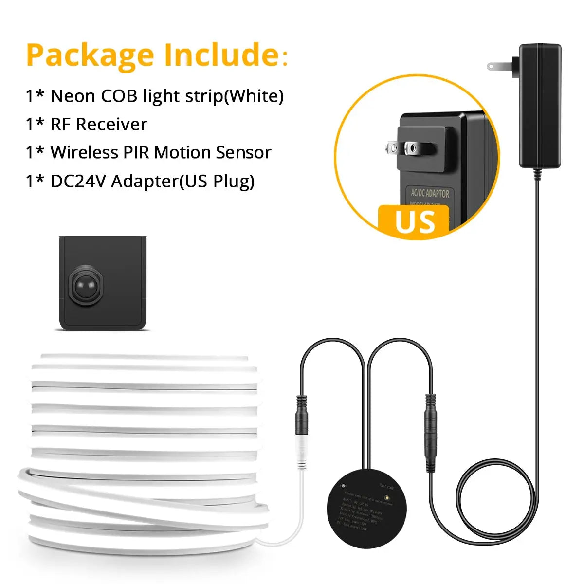 NEW 10M 5M Set Solid COB Neon LED Strip Light Pure Silicone Gel Tube With Wireless PIR Motion Sensor Switch For Stairs Corridor from PriceLows™