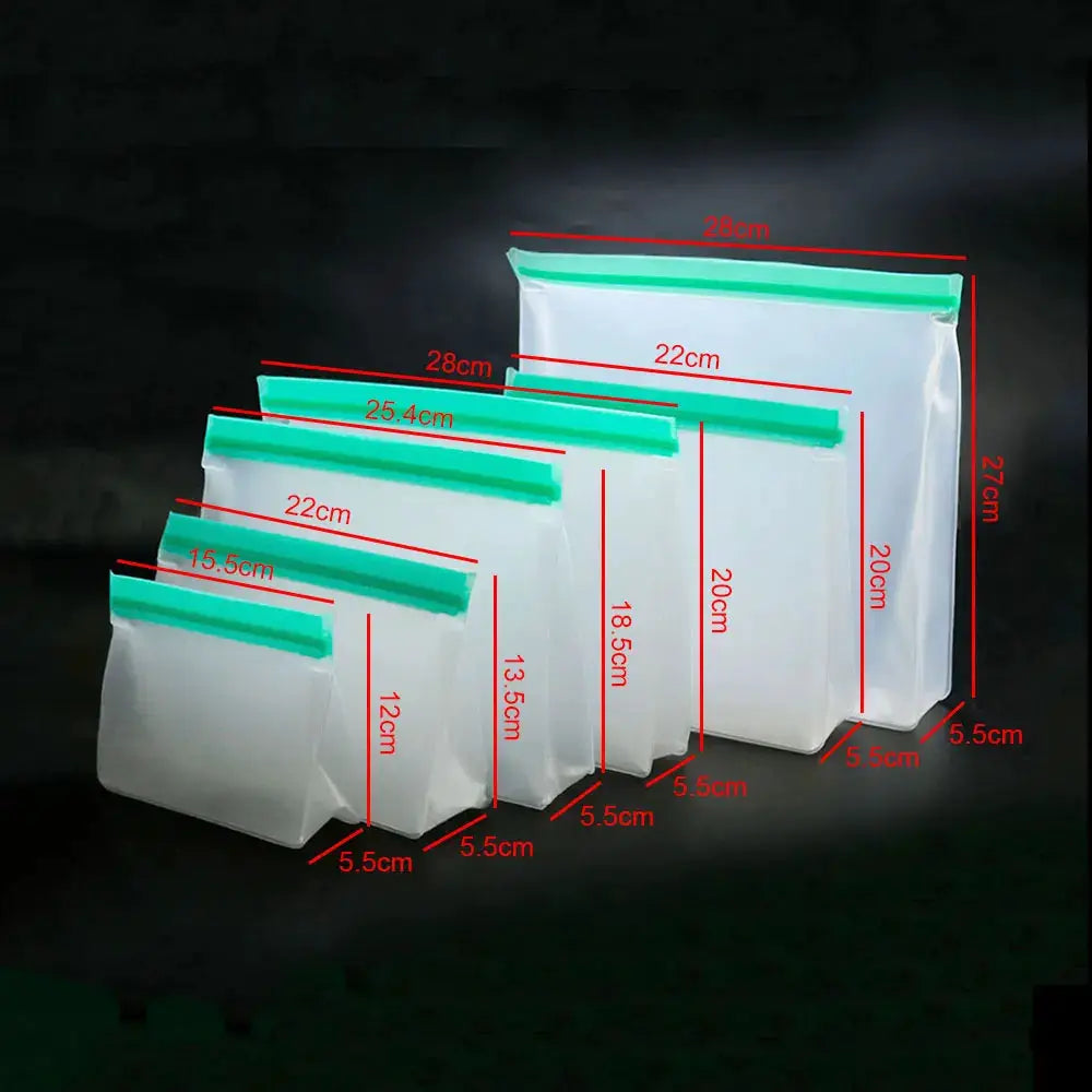 Reusable PEVA Food Bag | Leakproof | Stand Up Design | 15.5x12x5.5cm
