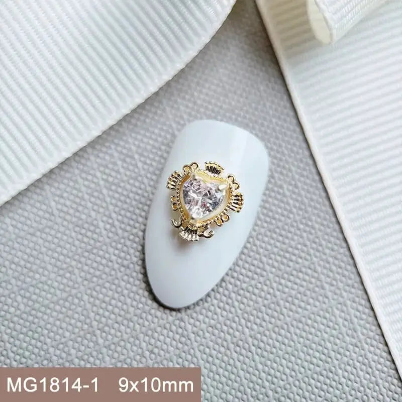 10pcs/lot Luxury Flower Love Heart Zircon Metal Nails Jewelry Material Decorations Nail Art Accessories Charms Parts Supplies from PriceLows™